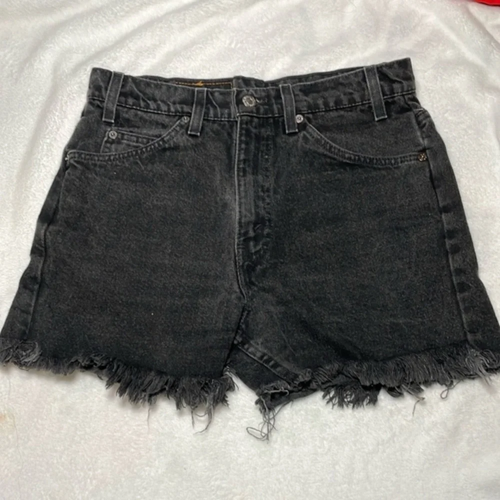 Levi's vintage Black Frayed Hem Jean Shorts
